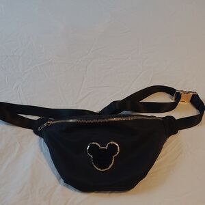 Black Belt Bag with Mickey Mouse Design